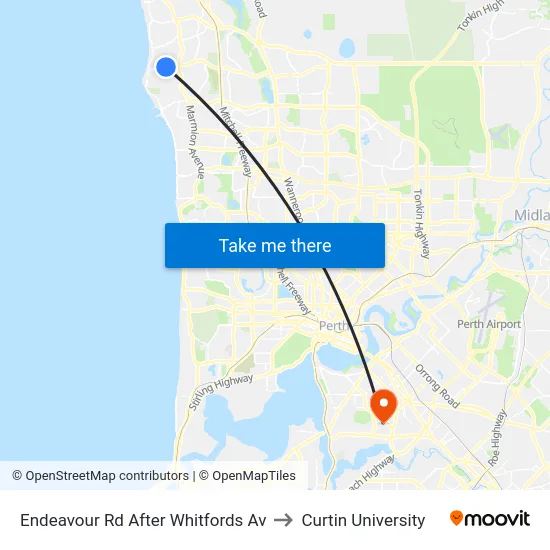 Endeavour Rd After Whitfords Av to Curtin University map