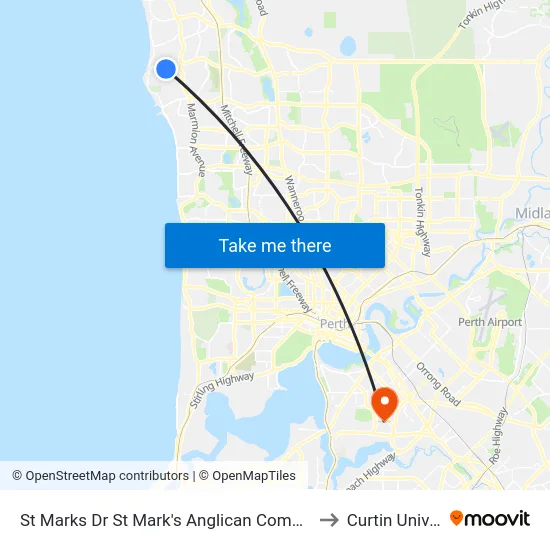 St Marks Dr St Mark's Anglican Community School to Curtin University map