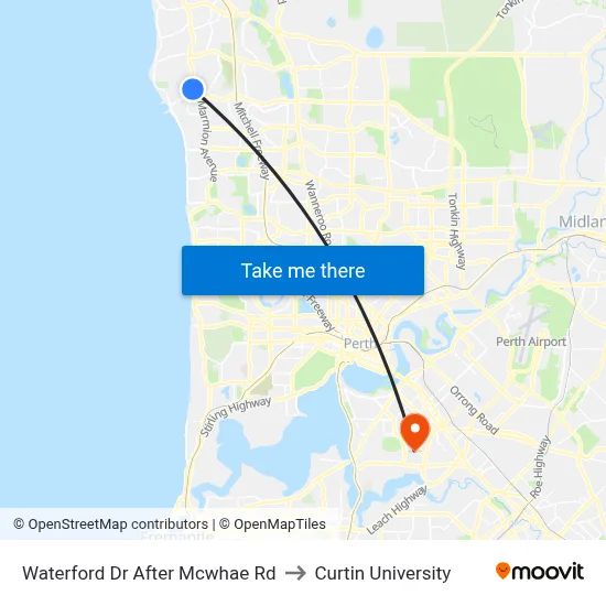Waterford Dr After Mcwhae Rd to Curtin University map