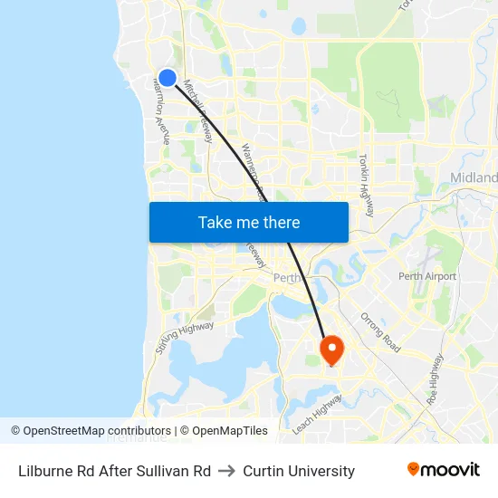 Lilburne Rd After Sullivan Rd to Curtin University map