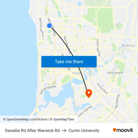 Davallia Rd After Warwick Rd to Curtin University map