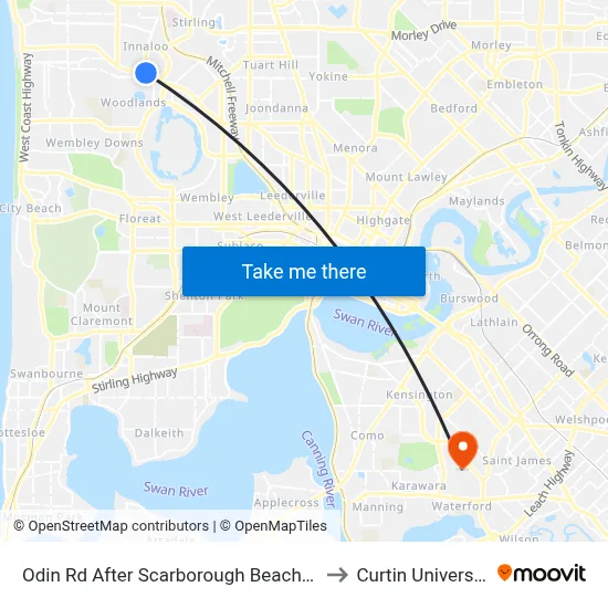 Odin Rd After Scarborough Beach Rd to Curtin University map