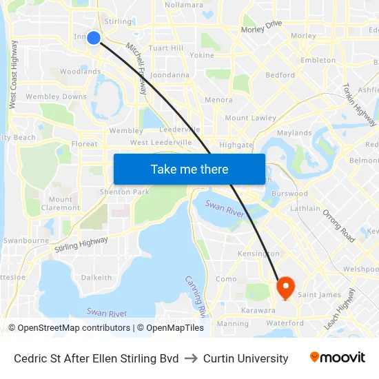 Cedric St After Ellen Stirling Bvd to Curtin University map