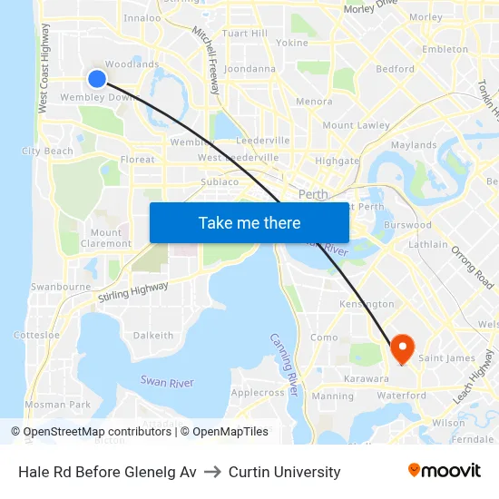 Hale Rd Before Glenelg Av to Curtin University map