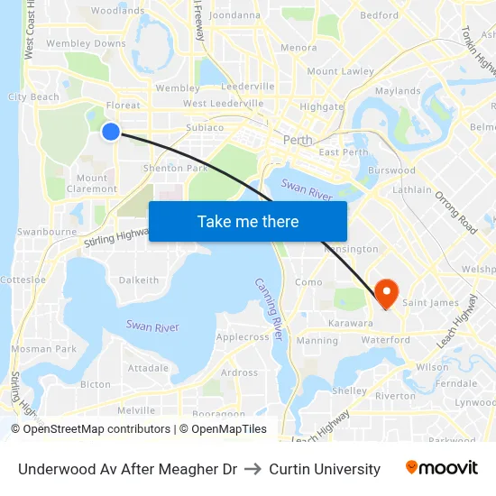 Underwood Av After Meagher Dr to Curtin University map