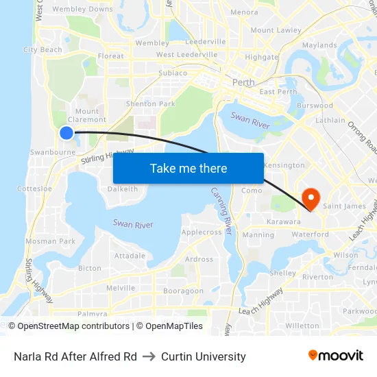 Narla Rd After Alfred Rd to Curtin University map