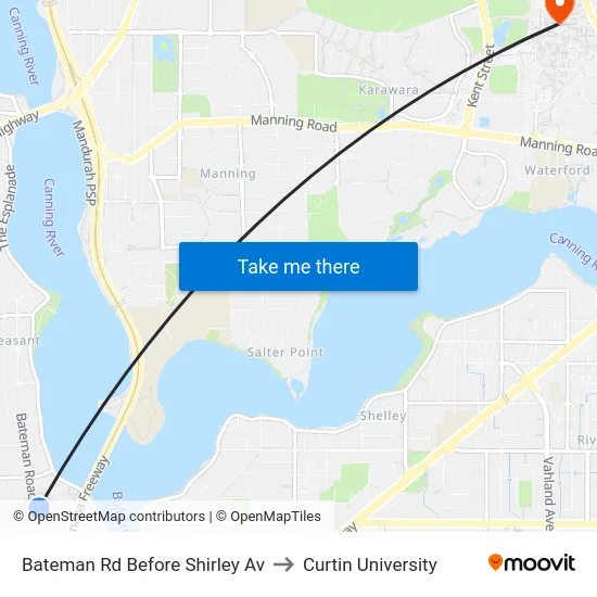 Bateman Rd Before Shirley Av to Curtin University map