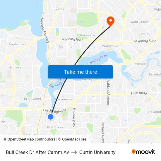 Bull Creek Dr After Camm Av to Curtin University map