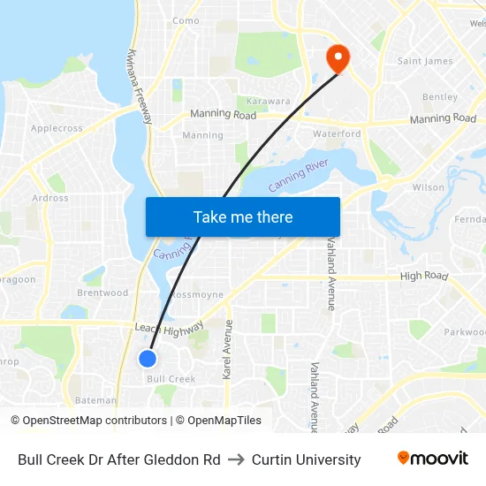 Bull Creek Dr After Gleddon Rd to Curtin University map