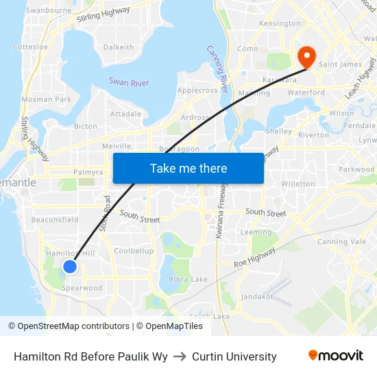 Hamilton Rd Before Paulik Wy to Curtin University map