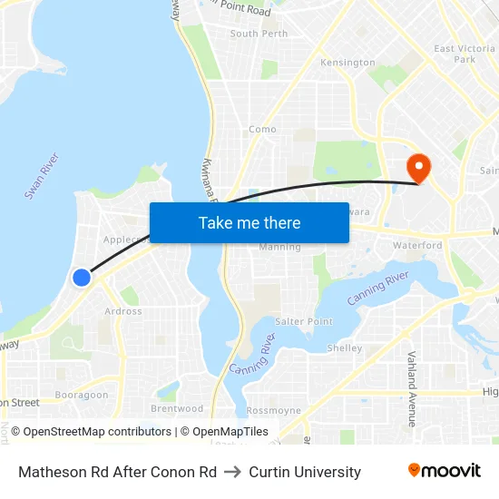 Matheson Rd After Conon Rd to Curtin University map