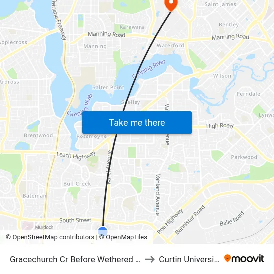 Gracechurch Cr Before Wethered St to Curtin University map
