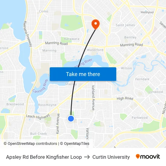 Apsley Rd Before Kingfisher Loop to Curtin University map