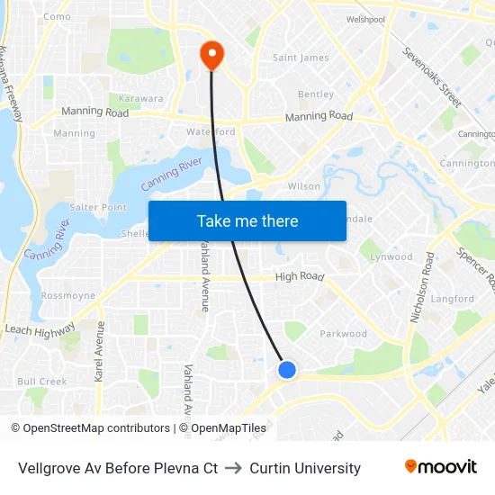 Vellgrove Av Before Plevna Ct to Curtin University map
