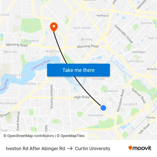 Iveston Rd After Abinger Rd to Curtin University map