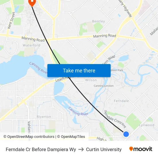 Ferndale Cr Before Dampiera Wy to Curtin University map