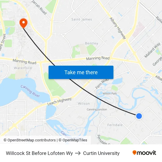 Willcock St Before Lofoten Wy to Curtin University map