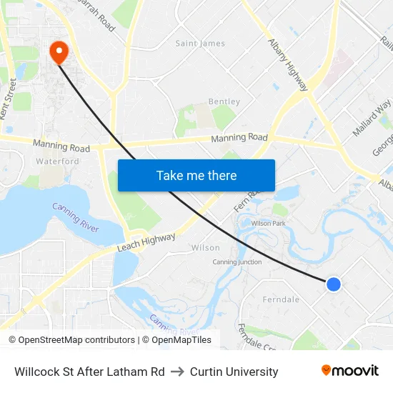 Willcock St After Latham Rd to Curtin University map