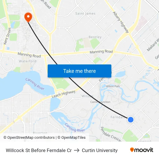 Willcock St Before Ferndale Cr to Curtin University map