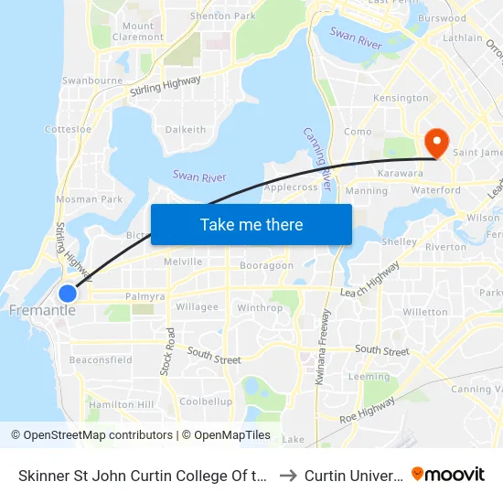 Skinner St John Curtin College Of the Arts to Curtin University map