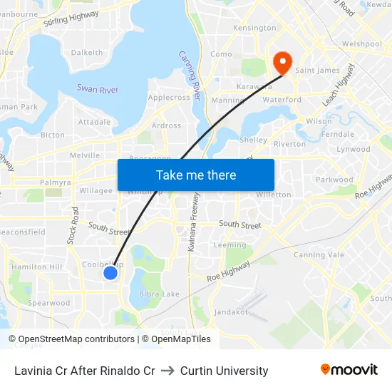 Lavinia Cr After Rinaldo Cr to Curtin University map