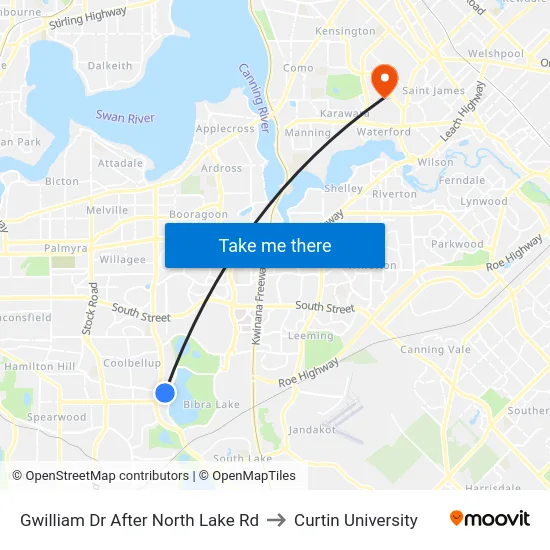 Gwilliam Dr After North Lake Rd to Curtin University map