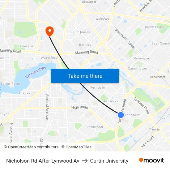 Nicholson Rd After Lynwood Av to Curtin University map
