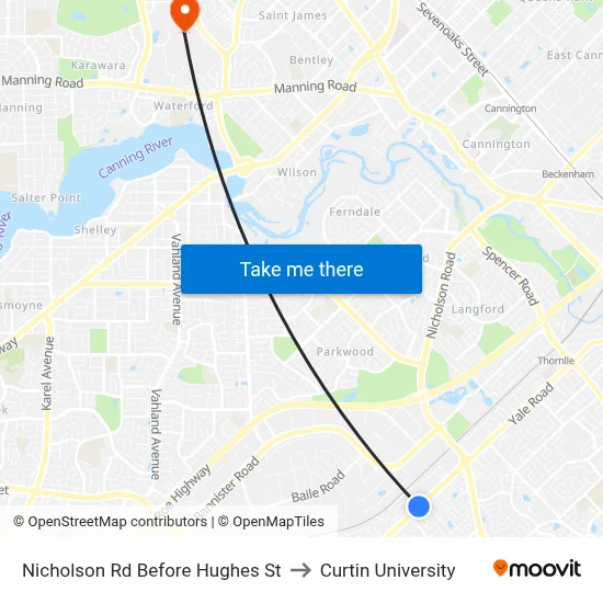 Nicholson Rd Before Hughes St to Curtin University map