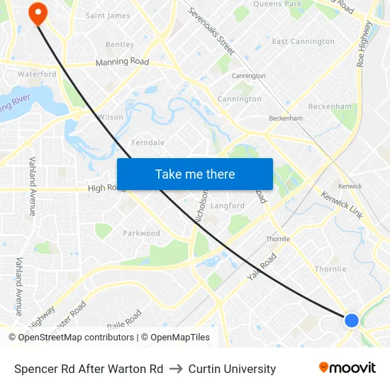 Spencer Rd After Warton Rd to Curtin University map