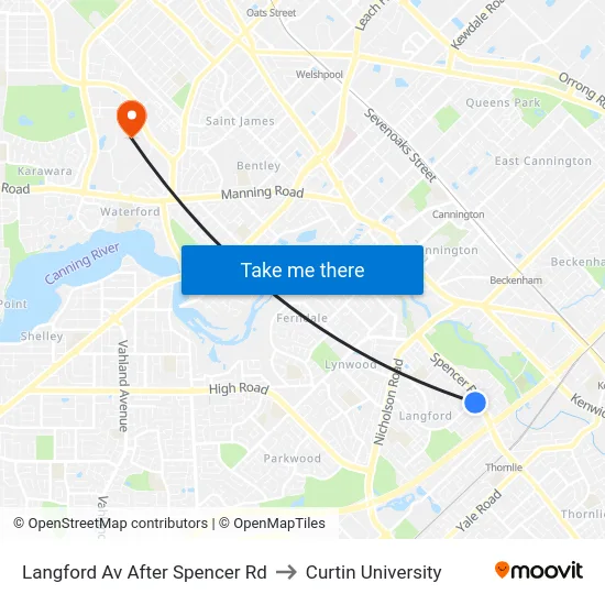 Langford Av After Spencer Rd to Curtin University map