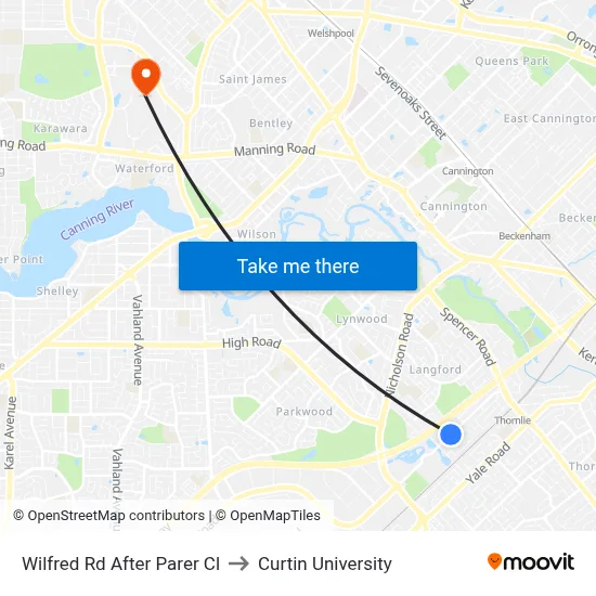 Wilfred Rd After Parer Cl to Curtin University map