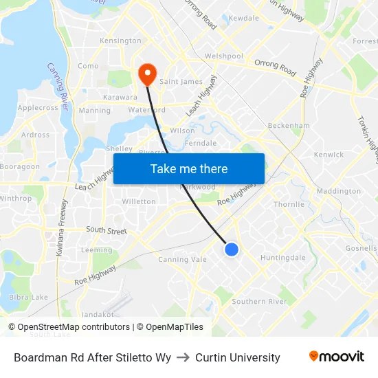 Boardman Rd After Stiletto Wy to Curtin University map
