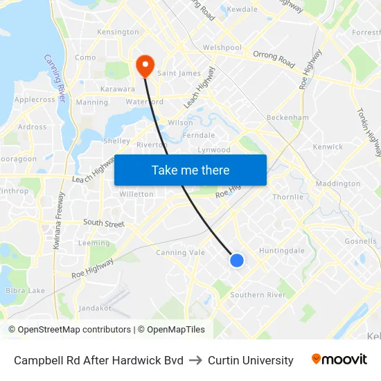 Campbell Rd After Hardwick Bvd to Curtin University map