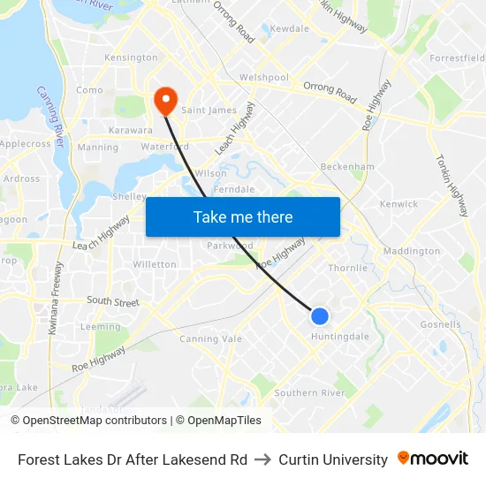 Forest Lakes Dr After Lakesend Rd to Curtin University map