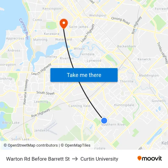 Warton Rd Before Barrett St to Curtin University map