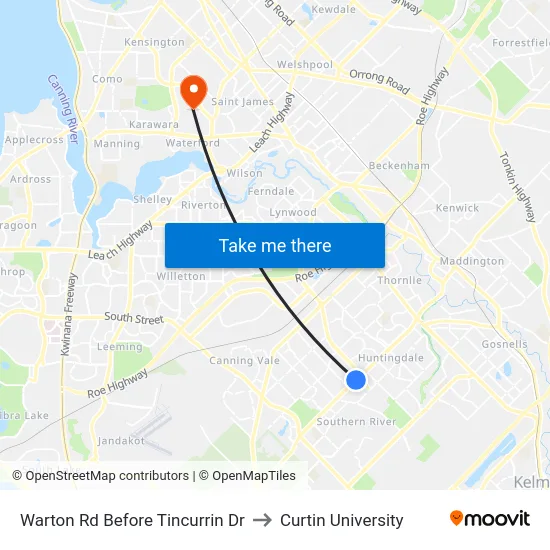 Warton Rd Before Tincurrin Dr to Curtin University map