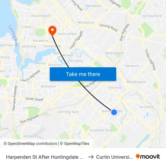 Harpenden St After Huntingdale Rd to Curtin University map