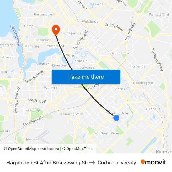 Harpenden St After Bronzewing St to Curtin University map