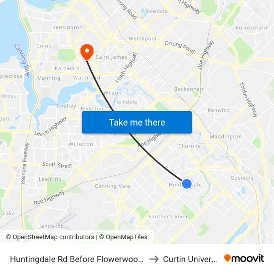 Huntingdale Rd Before Flowerwood Wy to Curtin University map