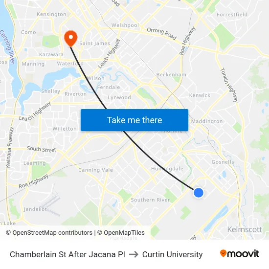 Chamberlain St After Jacana Pl to Curtin University map