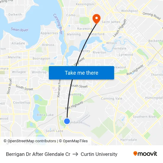 Berrigan Dr After Glendale Cr to Curtin University map