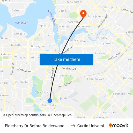 Elderberry Dr Before Bolderwood Dr to Curtin University map