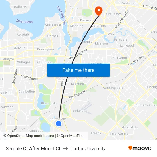 Semple Ct After Muriel Ct to Curtin University map