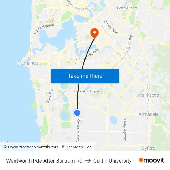 Wentworth Pde After Bartram Rd to Curtin University map