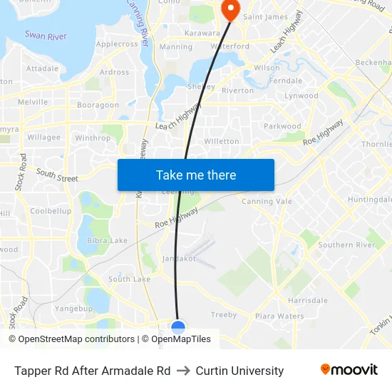 Tapper Rd After Armadale Rd to Curtin University map