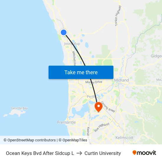Ocean Keys Bvd After Sidcup L to Curtin University map