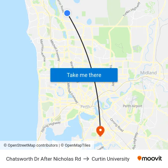 Chatsworth Dr After Nicholas Rd to Curtin University map