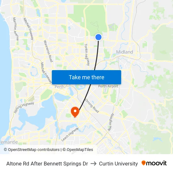 Altone Rd After Bennett Springs Dr to Curtin University map