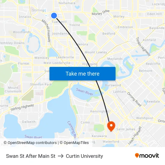 Swan St After Main St to Curtin University map