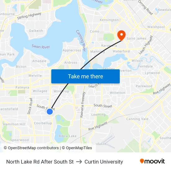 North Lake Rd After South St to Curtin University map